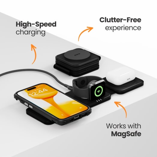 EFM FLUX Travel 3-in-1 Wireless Charger - With 20W Wall Charger