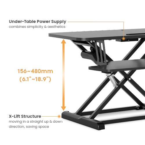 Brateck DWS15-01E Electric X-Lift Desk Sit/Stand Converter with Keyboard Tray