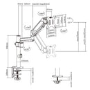 Brateck Single Monitor Pole-Mounted Gas Spring Monitor Arm - 17" - 32"