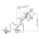 Brateck Economy Heavy-Duty Single Monitor Gas Spring Monitor Arm USB 3.0 Ports