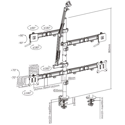 Brateck Dual-Monitor All-in-One Studio and Streaming Setup Desktop Mount