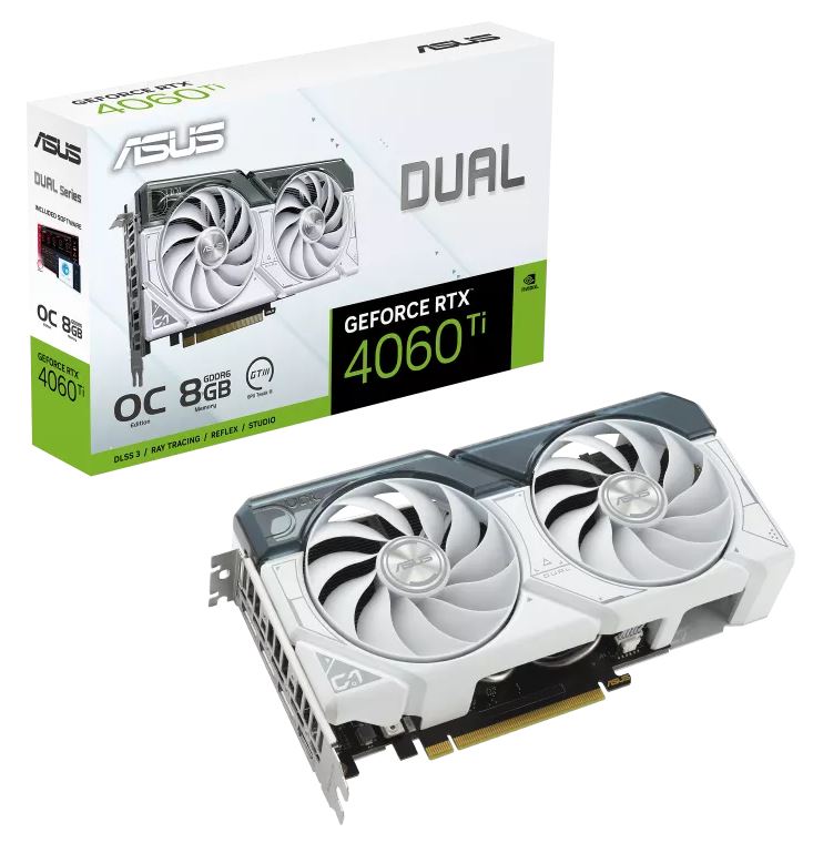 ASUS GeForce RTX 4060 Ti Dual OC 8GB GDDR6 White Video Card