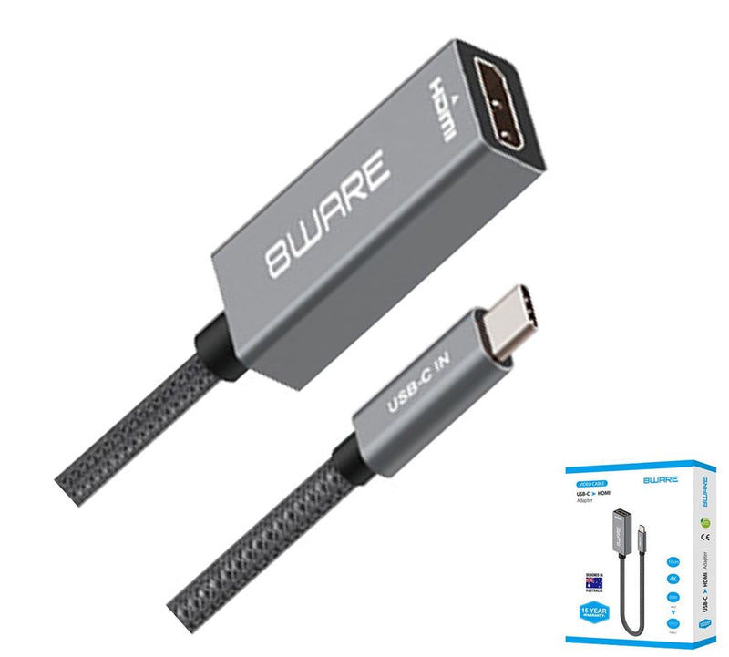 8ware 10cm USB-C to HDMI Male-Female Adapter