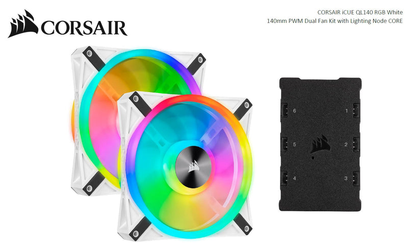 Corsair iCUE QL140 RGB White 140mm PWM Fan 2-Pack