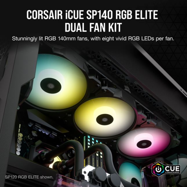 Corsair SP140 RGB ELITE 140mm RGB LED Fan 2-Pack