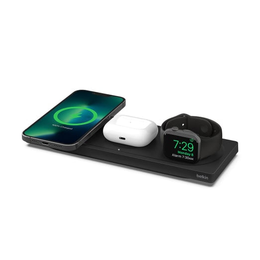 Belkin BoostCharge Pro 3-in-1 Wireless Charging Pad with Official MagSafe Charging 15W - Black