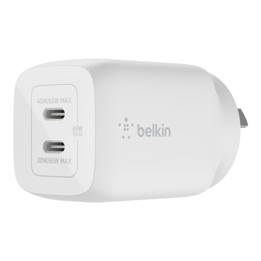 Belkin BOOST UP Dual USB-C Wall Charger - GaN Technology 65W