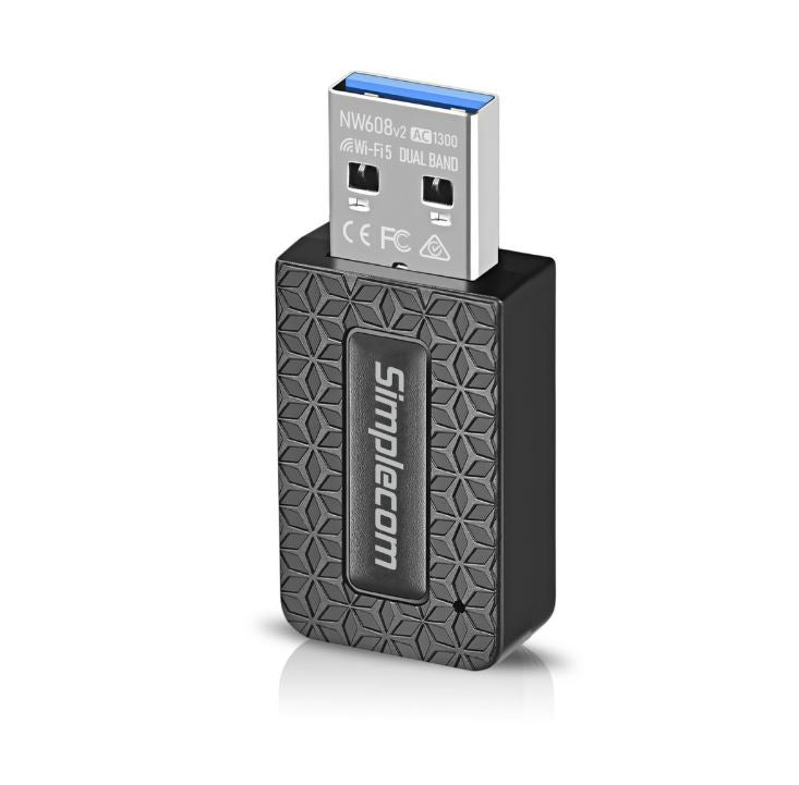 Simplecom NW608v2 WiFi 5 AC1300 Dual-Band USB 3.0 Wireless Adapter