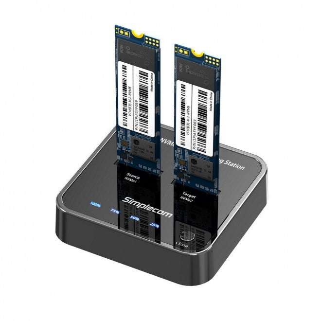 Simplecom SD550 USB-C 3.2 to Dual-Bay NVMe M.2 SSD Docking Station Duplicator