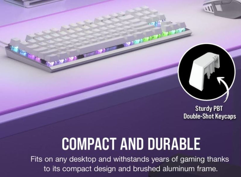 Corsair K60 PRO RGB TKL Optical-Mechanical Gaming Keyboard (White) - OPX Switch