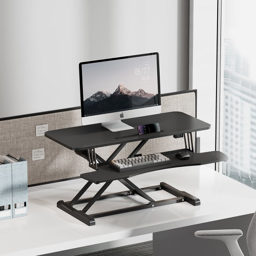 Brateck DWS15-02E Electric X-Lift Desk Sit/Stand Converter with Keyboard Tray