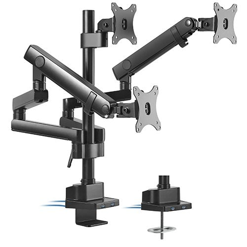 Brateck Triple Monitor Mount with USB Ports - 17"-27"