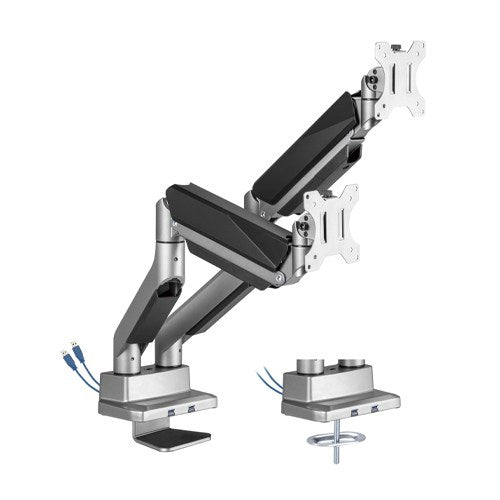 Brateck Economy Heavy-Duty Dual-Monitor Gas Spring Monitor Arm USB 3.0 Ports - 17' - 35'