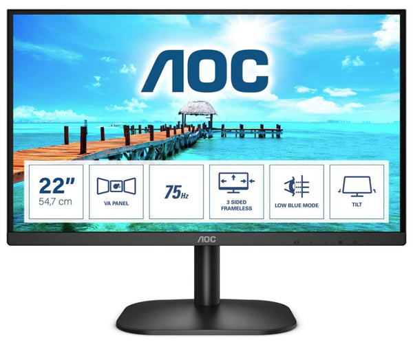 AOC 22B2HN 21.5" 75Hz FHD Flicker-Free Frameless VA Monitor